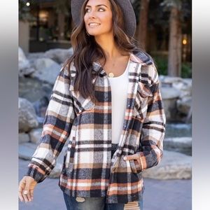 Grace & Lace Plaid Jacket in Black, White, and Orange